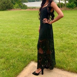 Black lace maxi dress
